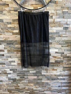 NEW Eloquii Black Sheer Midi Skirt with Sparkle Overlay
